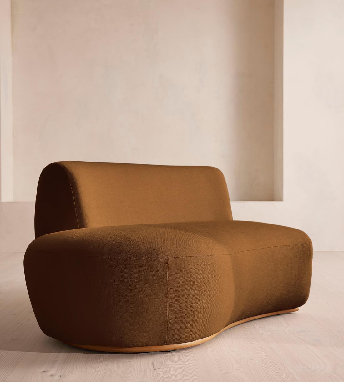 Aline Serpentine Modular Sofa - Middle Section - Linen - Terracotta - UK - Image 6