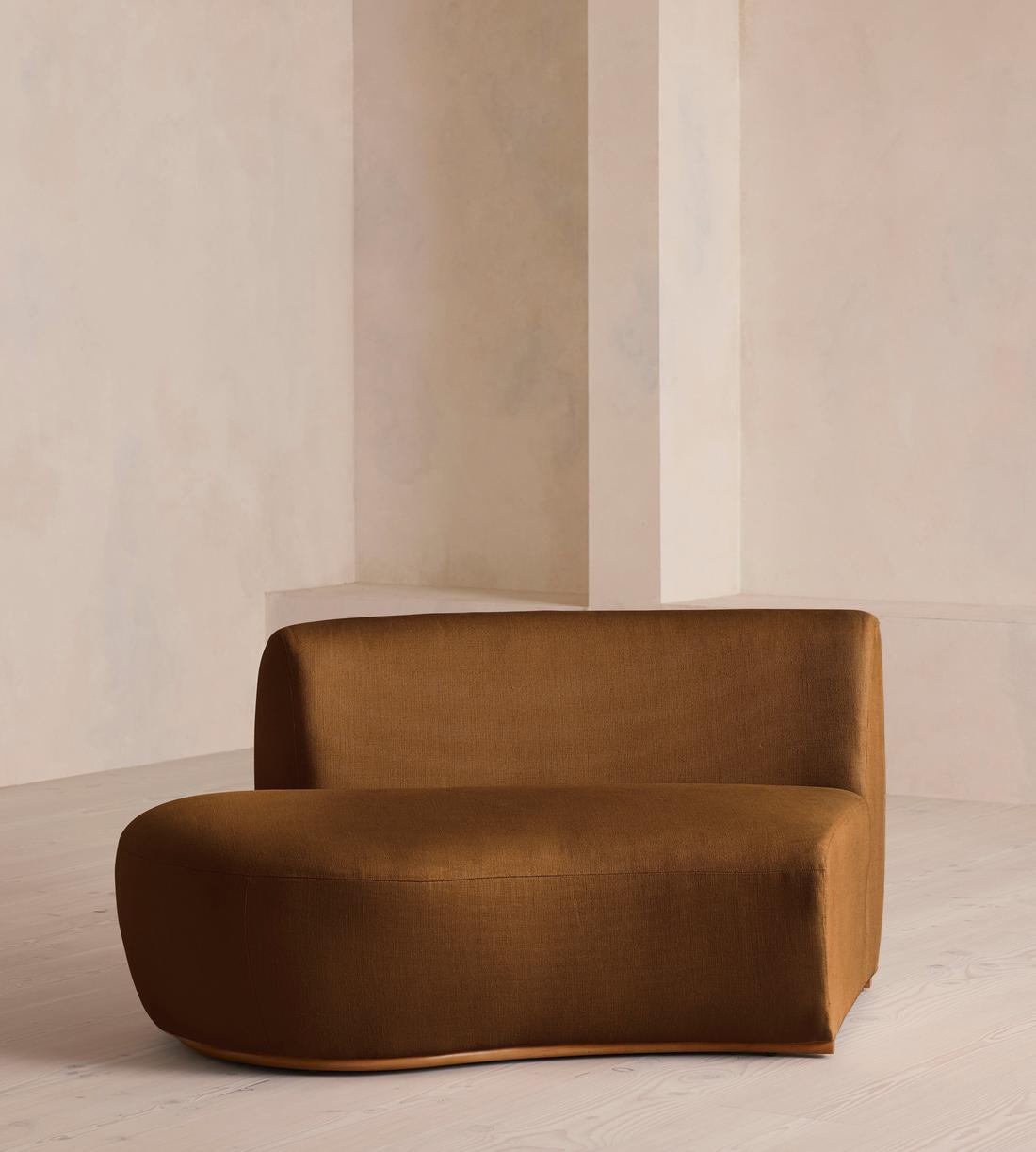 Aline Serpentine Sectional Sofa - Middle Section - Linen - Terracotta - US - Image 1