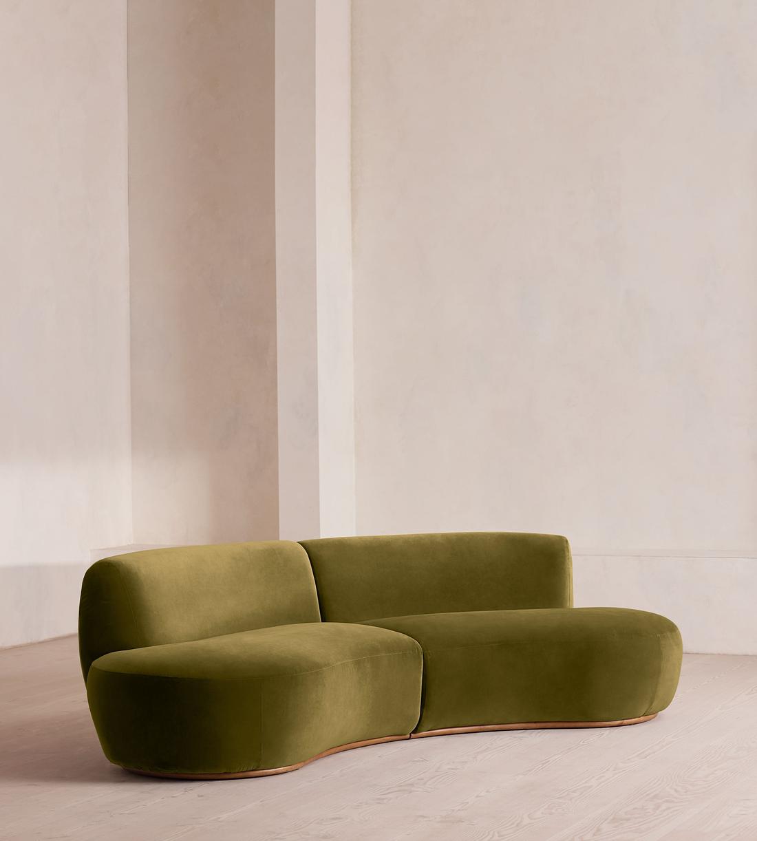 Aline Serpentine Sectional Sofa - Three Seater - Olive Velvet - US - Listing - Image 2