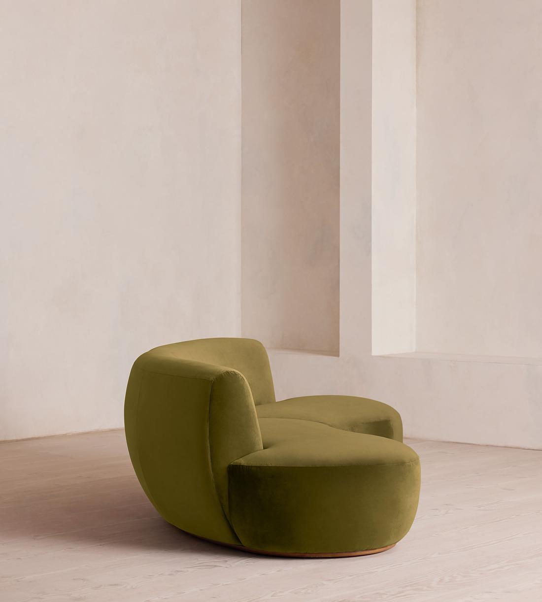Aline Serpentine Sectional Sofa - Three Seater - Olive Velvet - US - Images - Image 3
