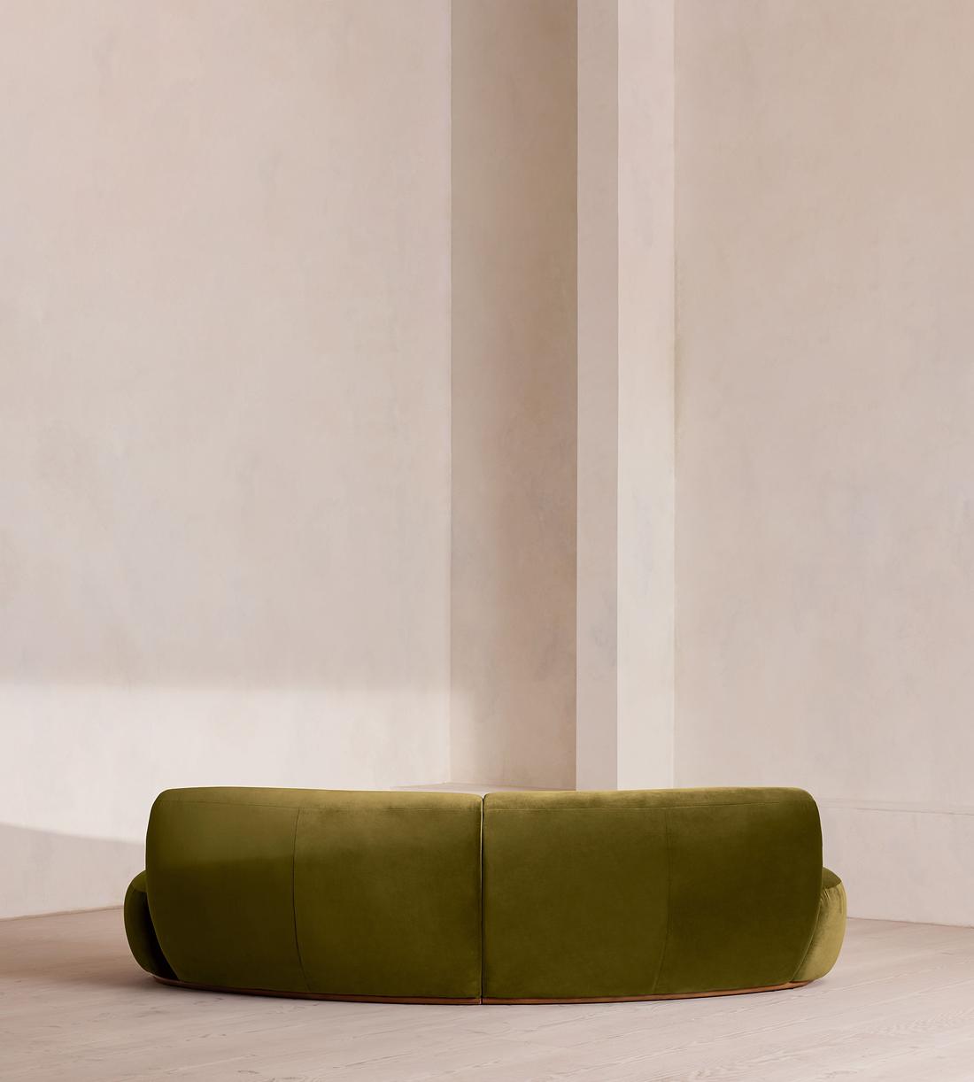 Aline Serpentine Sectional Sofa - Three Seater - Olive Velvet - US - Images - Image 4
