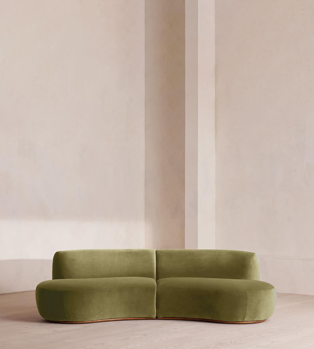 Aline Serpentine Modular Sofa - Three Seater - Lichen Velvet - UK - Listing - Image 1