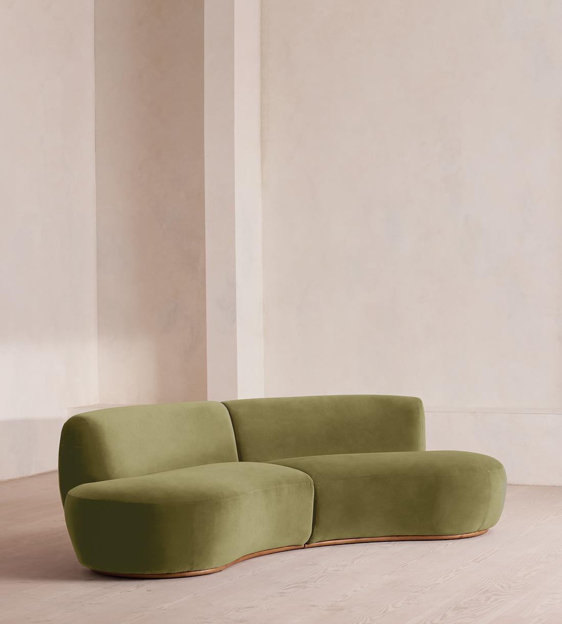Aline Serpentine Sectional Sofa - Three Seater - Lichen Velvet - US - Listing - Image 2