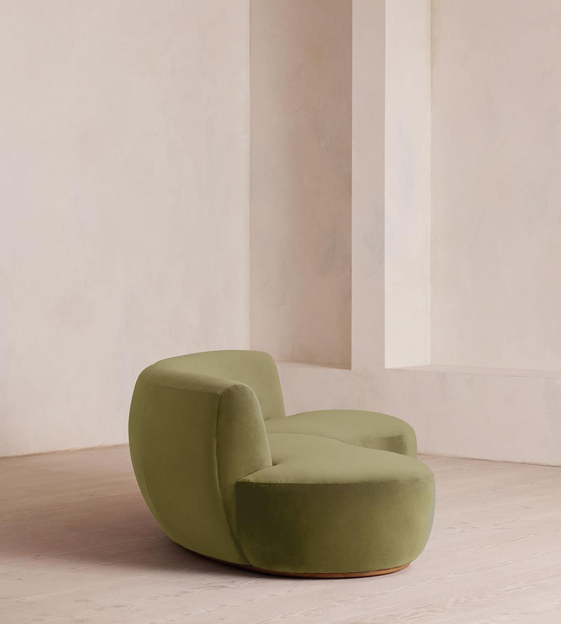 Aline Serpentine Sectional Sofa - Three Seater - Lichen Velvet - US - Images - Image 3