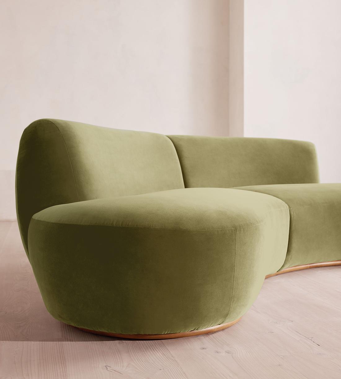 Aline Serpentine Sectional Sofa - Three Seater - Lichen Velvet - US - Images - Image 5