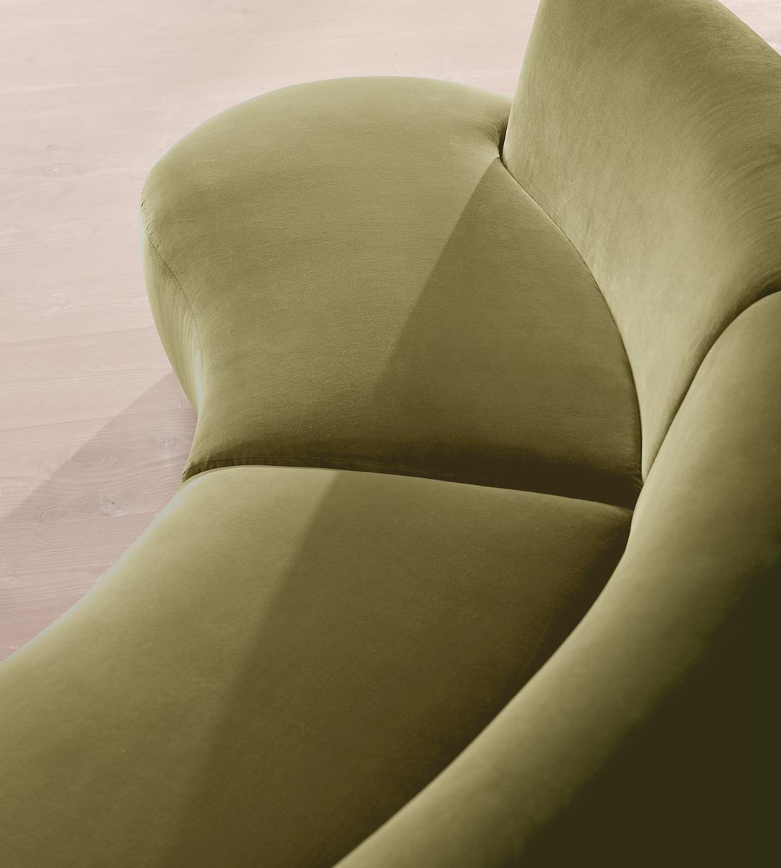 Aline Serpentine Sectional Sofa - Three Seater - Lichen Velvet - US - Images - Image 5