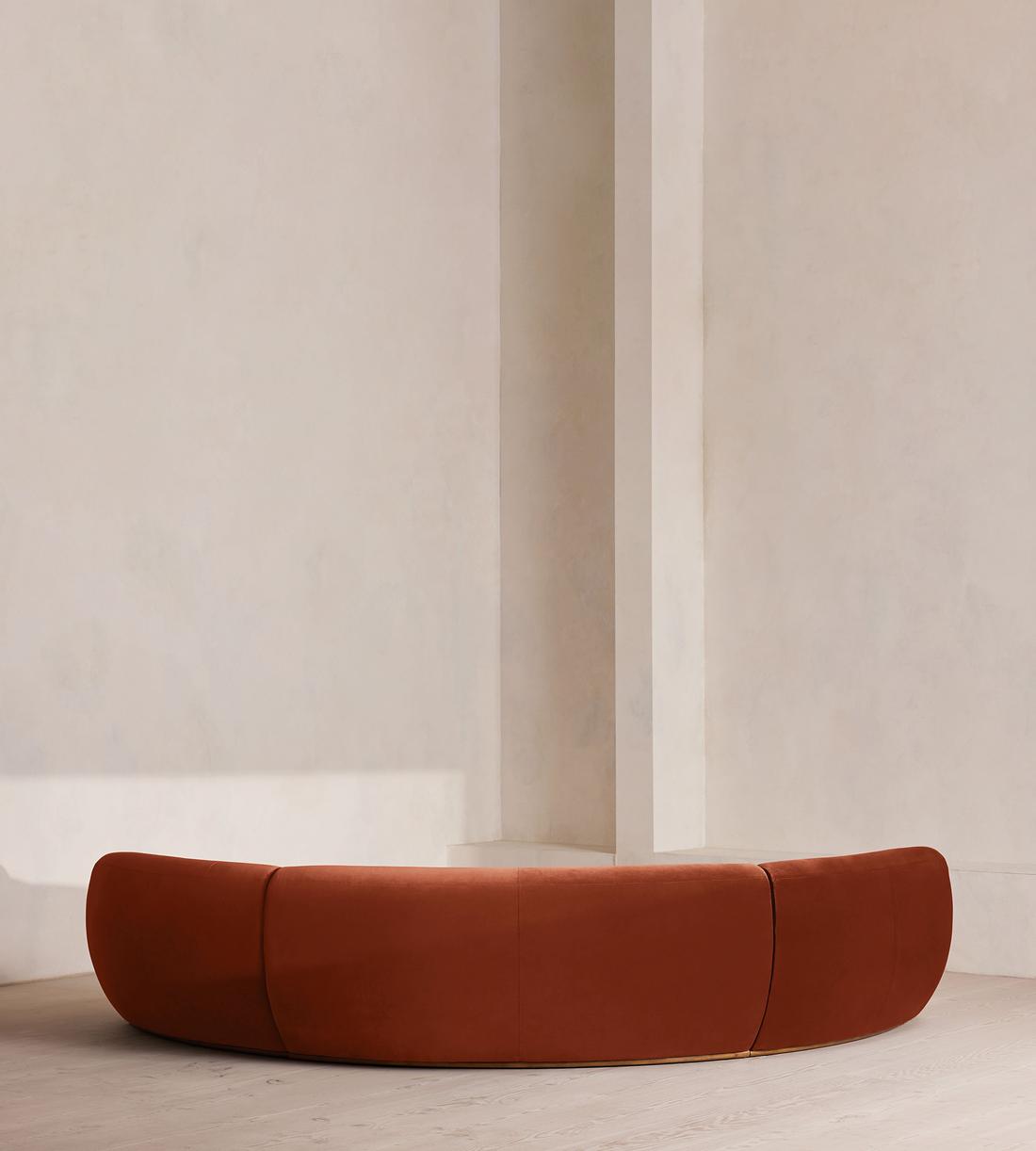 Aline Serpentine Modular Sofa - Four Seater - Rust Velvet - UK - Images - Image 4