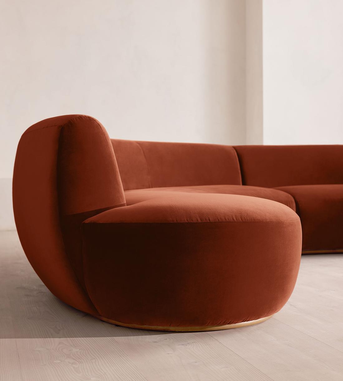 Aline Serpentine Modular Sofa - Four Seater - Rust Velvet - UK - Images - Image 5