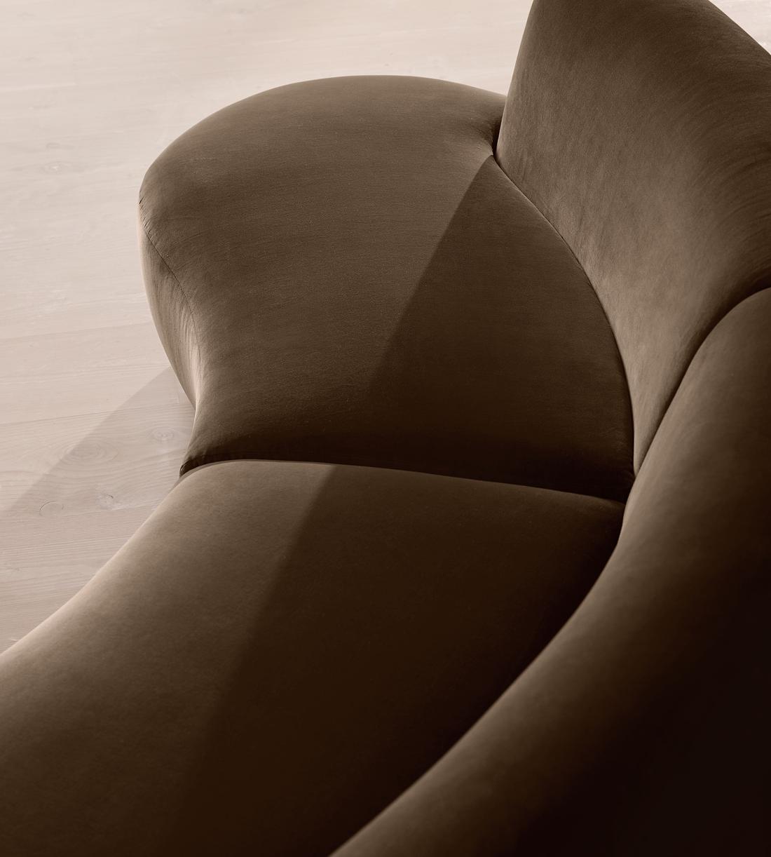 Aline Serpentine Modular Sofa - Four Seater - Chocolate Velvet - UK - Images - Image 5