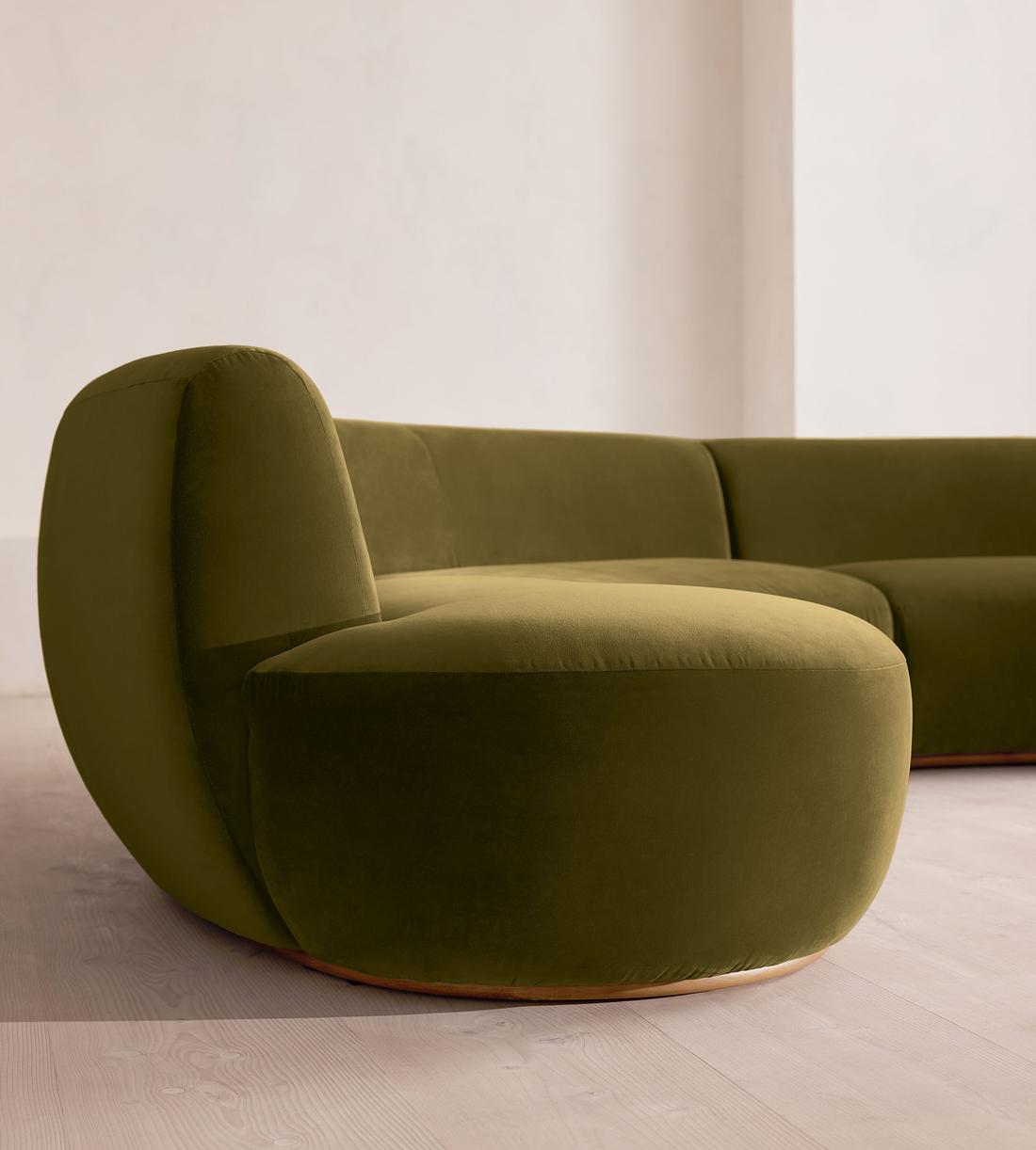 Aline Serpentine Modular Sofa - Four Seater - Olive Velvet - UK - Images - Image 5
