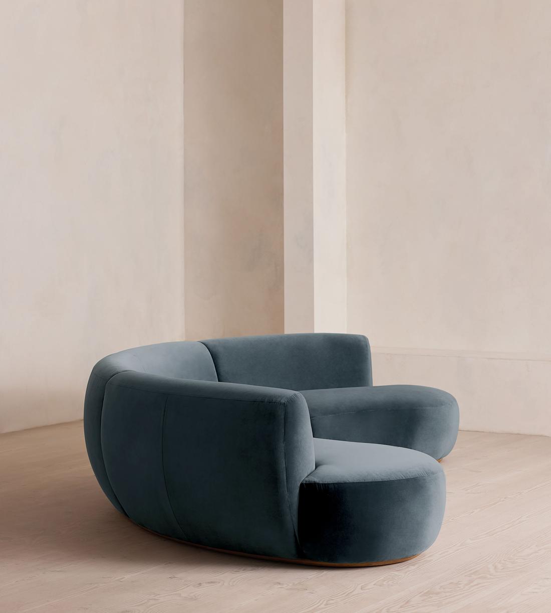 Aline Serpentine Modular Sofa - Four Seater - Grey Blue Velvet - UK - Images - Image 5