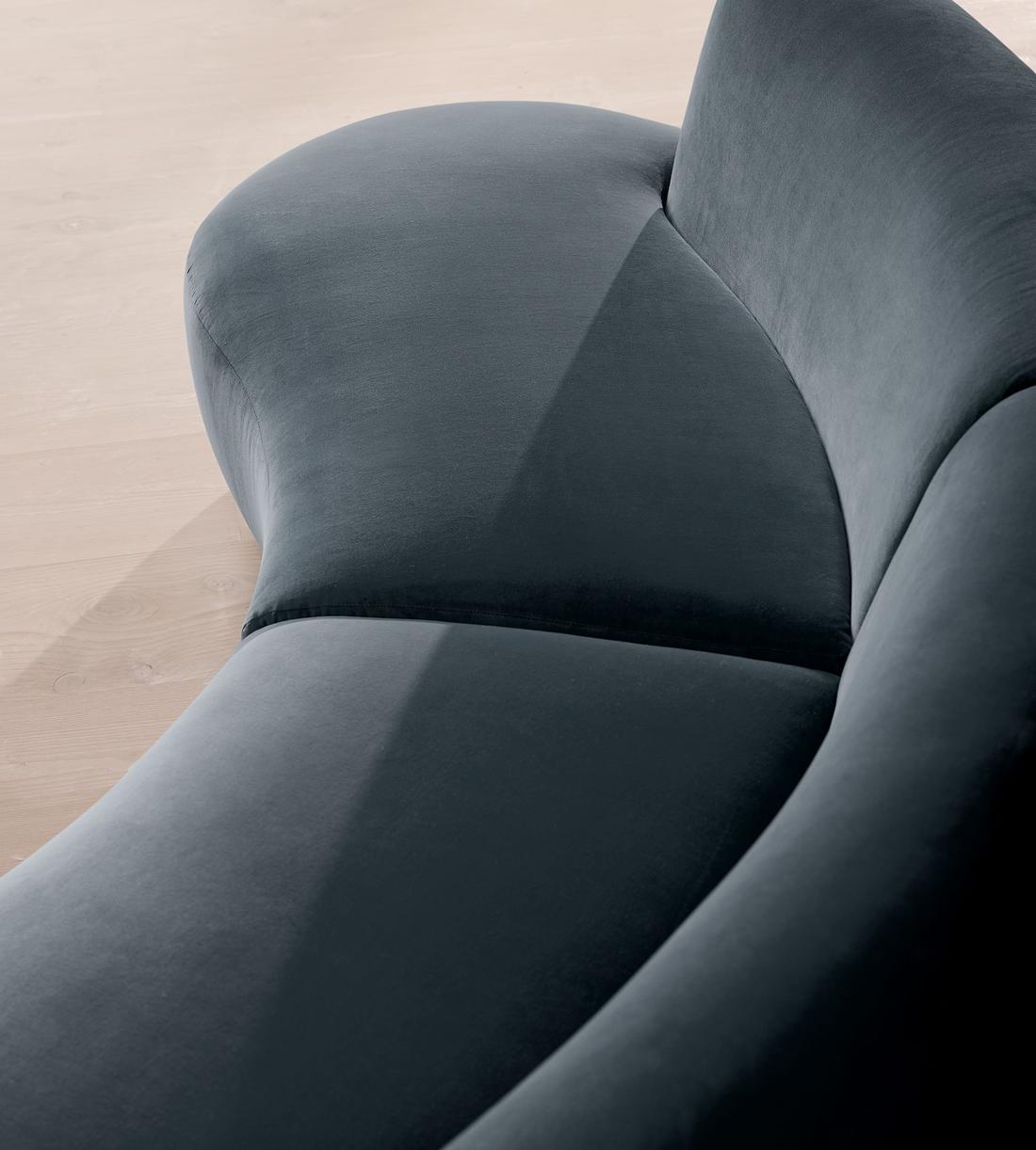Aline Serpentine Modular Sofa - Four Seater - Grey Blue Velvet - UK - Images - Image 7