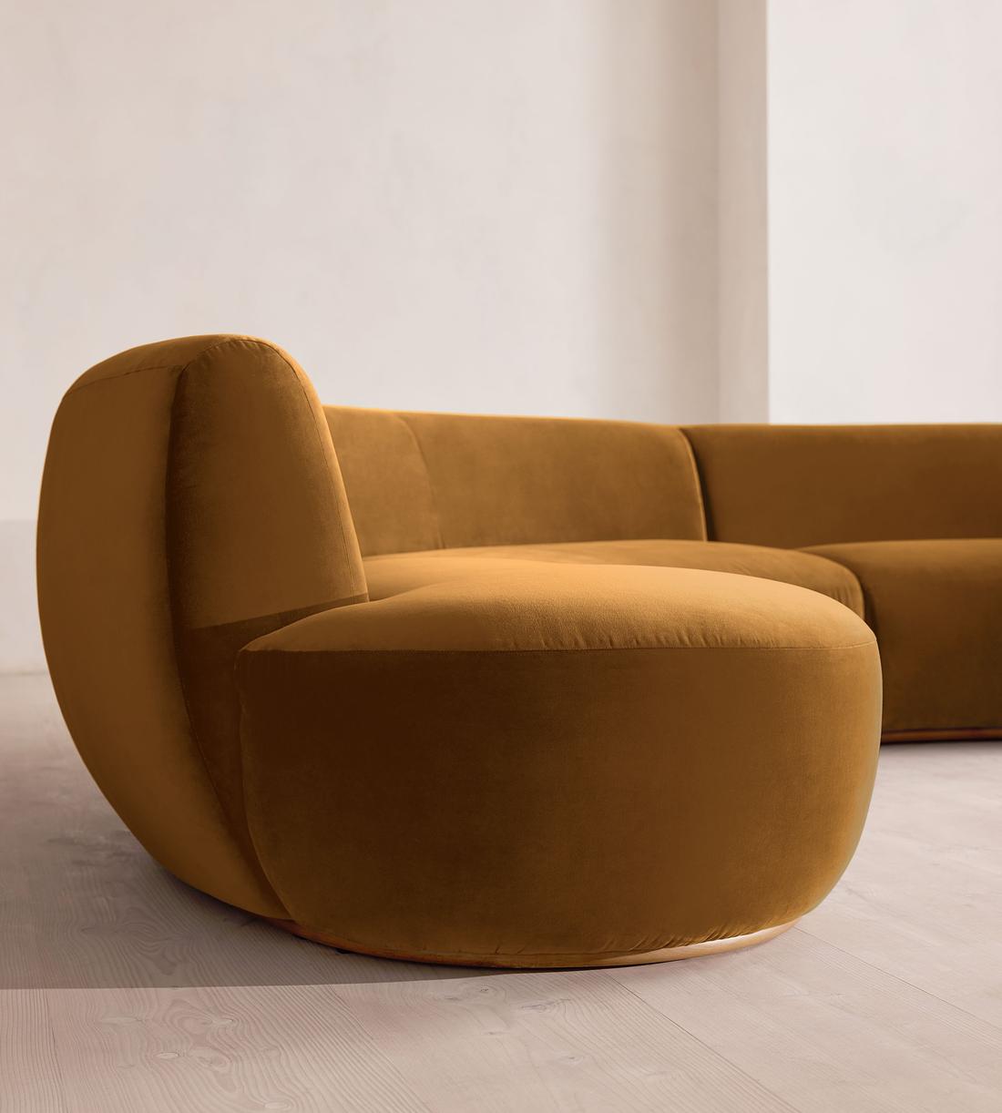 Aline Serpentine Modular Sofa - Four Seater - Mustard Velvet - UK - Images - Image 5