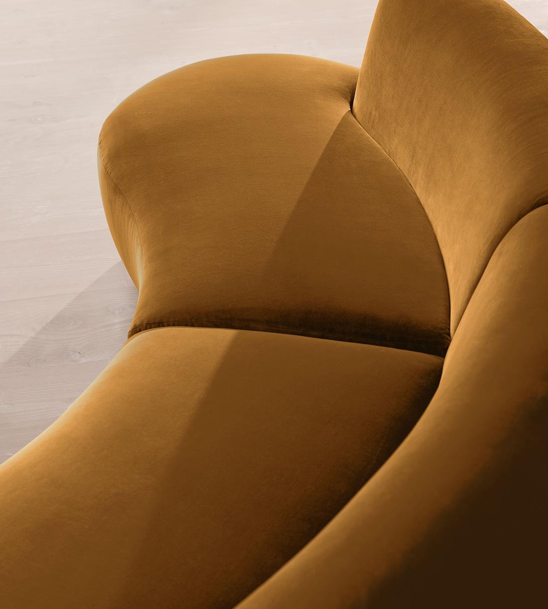 Aline Serpentine Modular Sofa - Four Seater - Mustard Velvet - UK - Images - Image 6