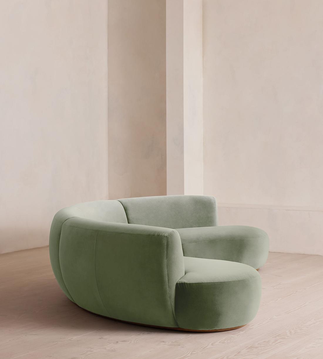Aline Serpentine Modular Sofa - Four Seater - Velvet - Seafoam - UK - Images - Image 3