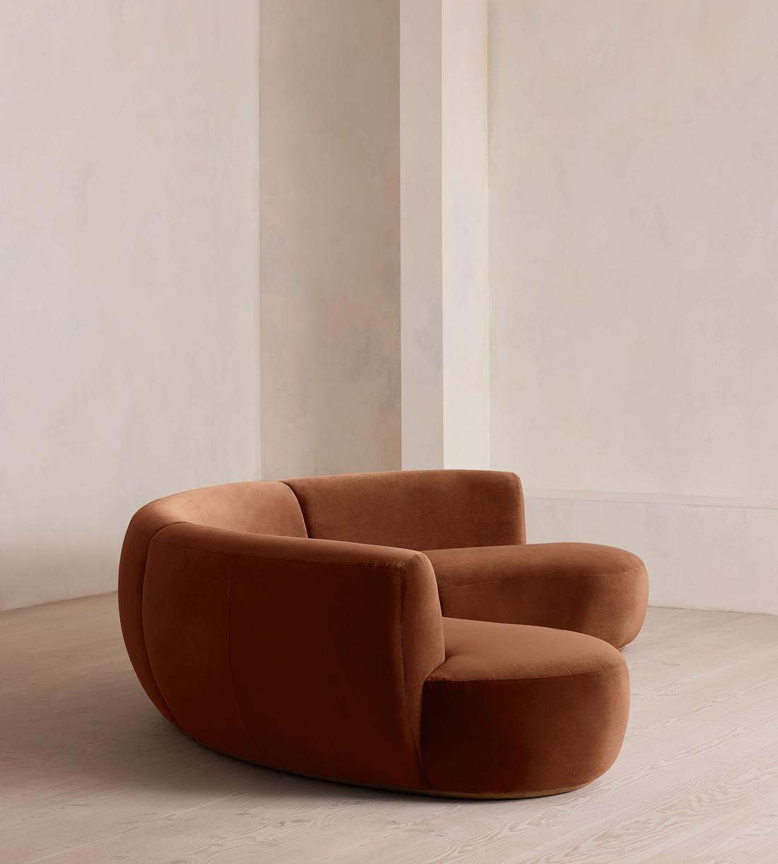 Aline Serpentine Sectional Sofa - Four Seater - Velvet - Cinnamon - US - Images - Image 3