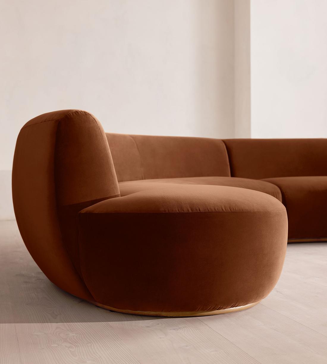 Aline Serpentine Sectional Sofa - Six Seater - Velvet - Cinnamon - US - Images - Image 5