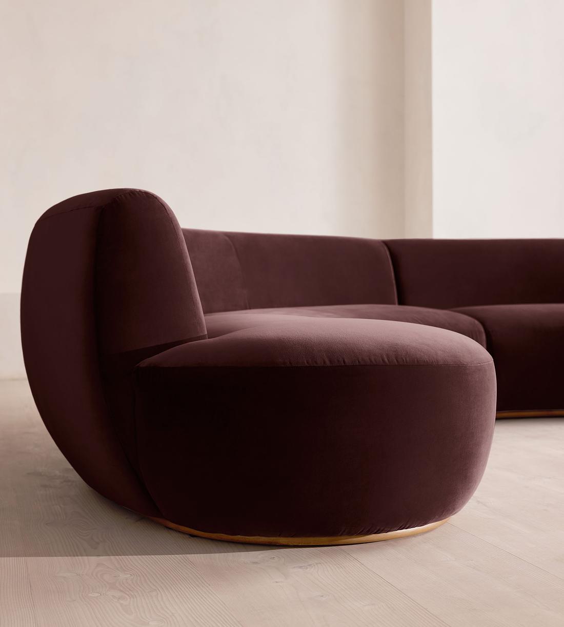 Aline Serpentine Modular Sofa - Six Seater - Velvet - Aubergine - UK - Images - Image 5