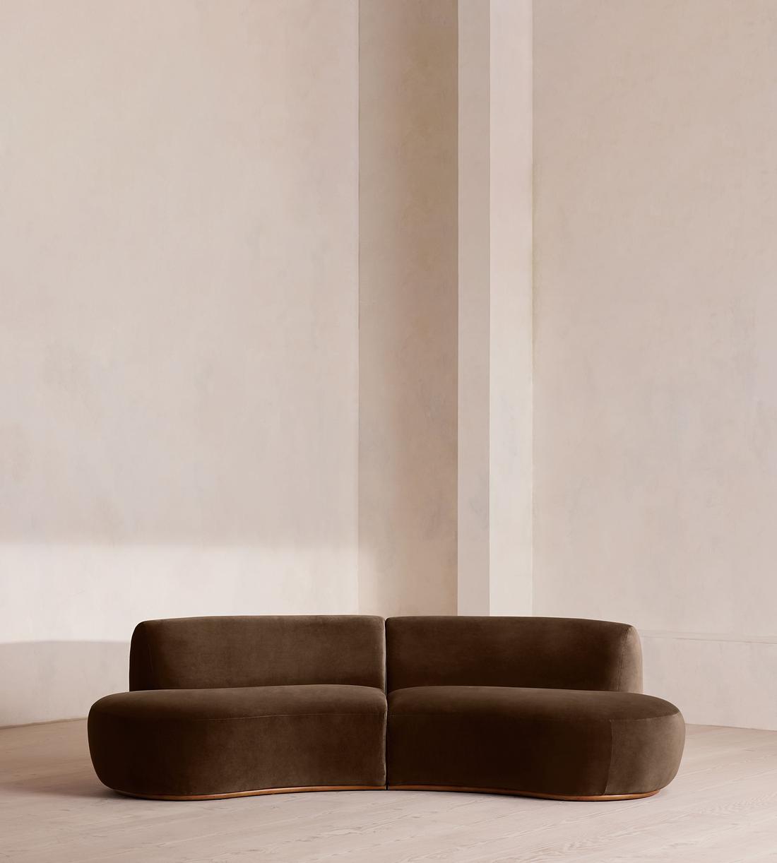 Aline Serpentine Sectional Sofa - Three Seater - Chocolate Velvet - US - Listing - Image 1