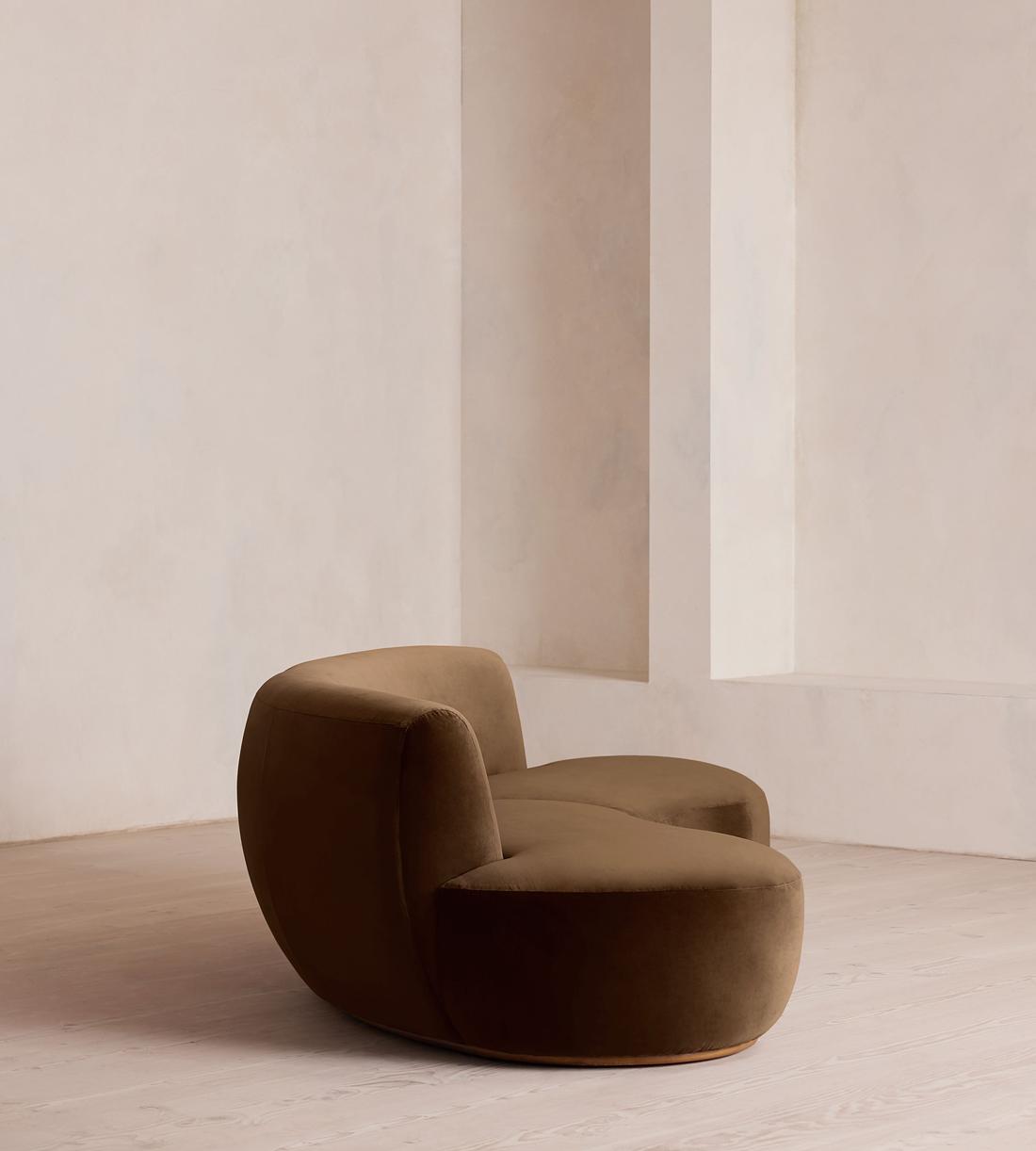 Aline Serpentine Sectional Sofa - Three Seater - Chocolate Velvet - US - Images - Image 3