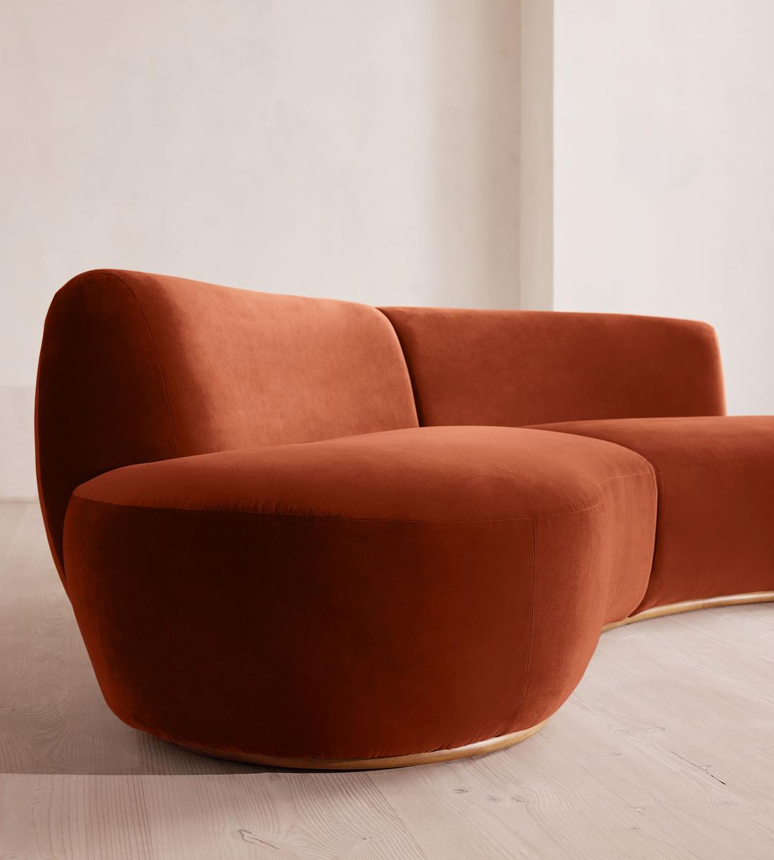 Aline Serpentine Modular Sofa - Three Seater - Rust Velvet - UK - Images - Image 5