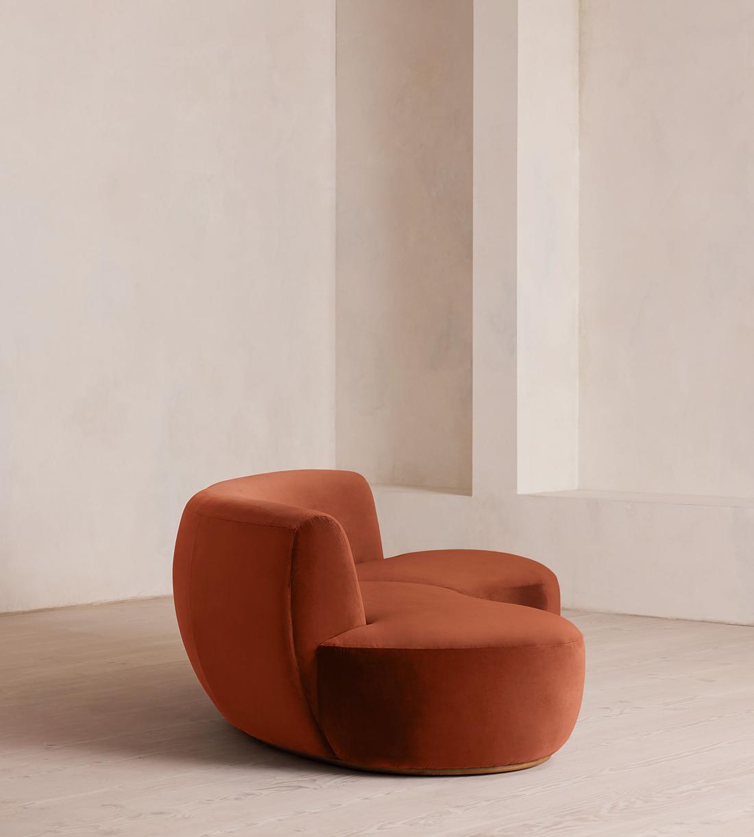 Aline Serpentine Sectional Sofa - Three Seater - Rust Velvet - US - Images - Image 3