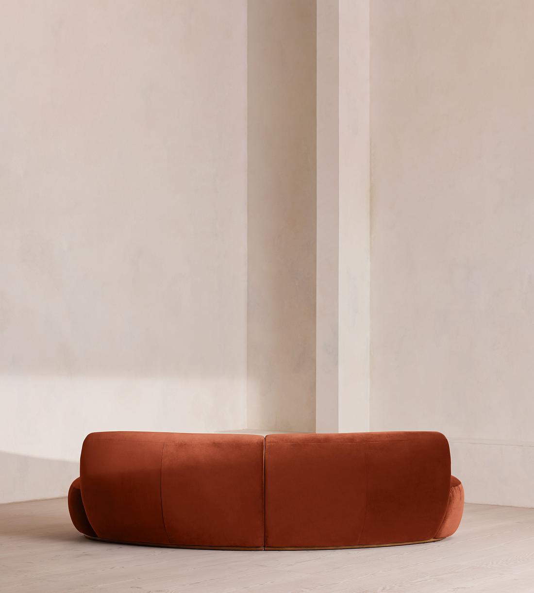 Aline Serpentine Sectional Sofa - Three Seater - Rust Velvet - US - Images - Image 4
