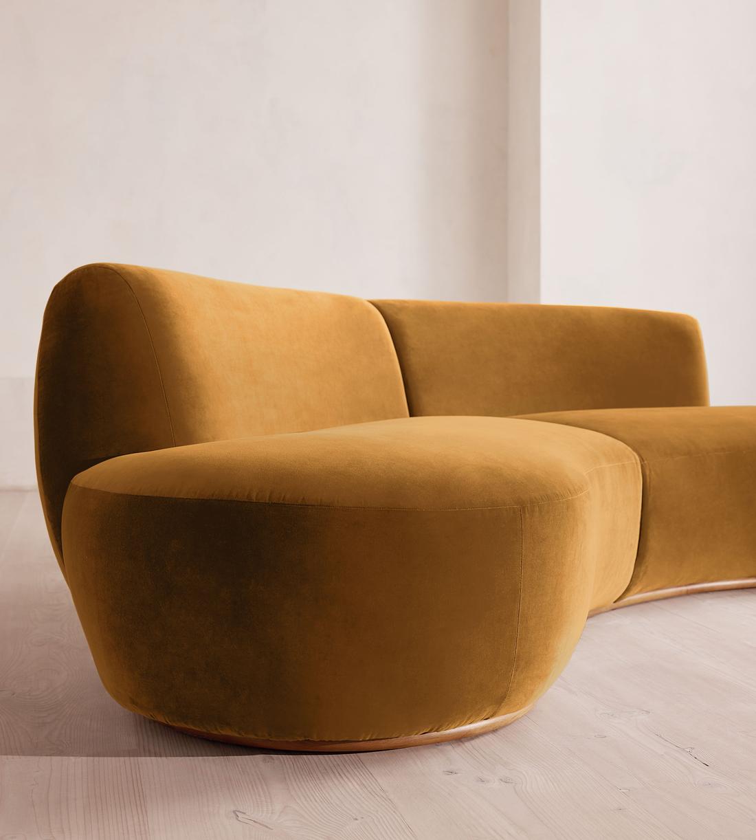 Aline Serpentine Modular Sofa - Three Seater - Mustard Velvet - UK - Images - Image 5