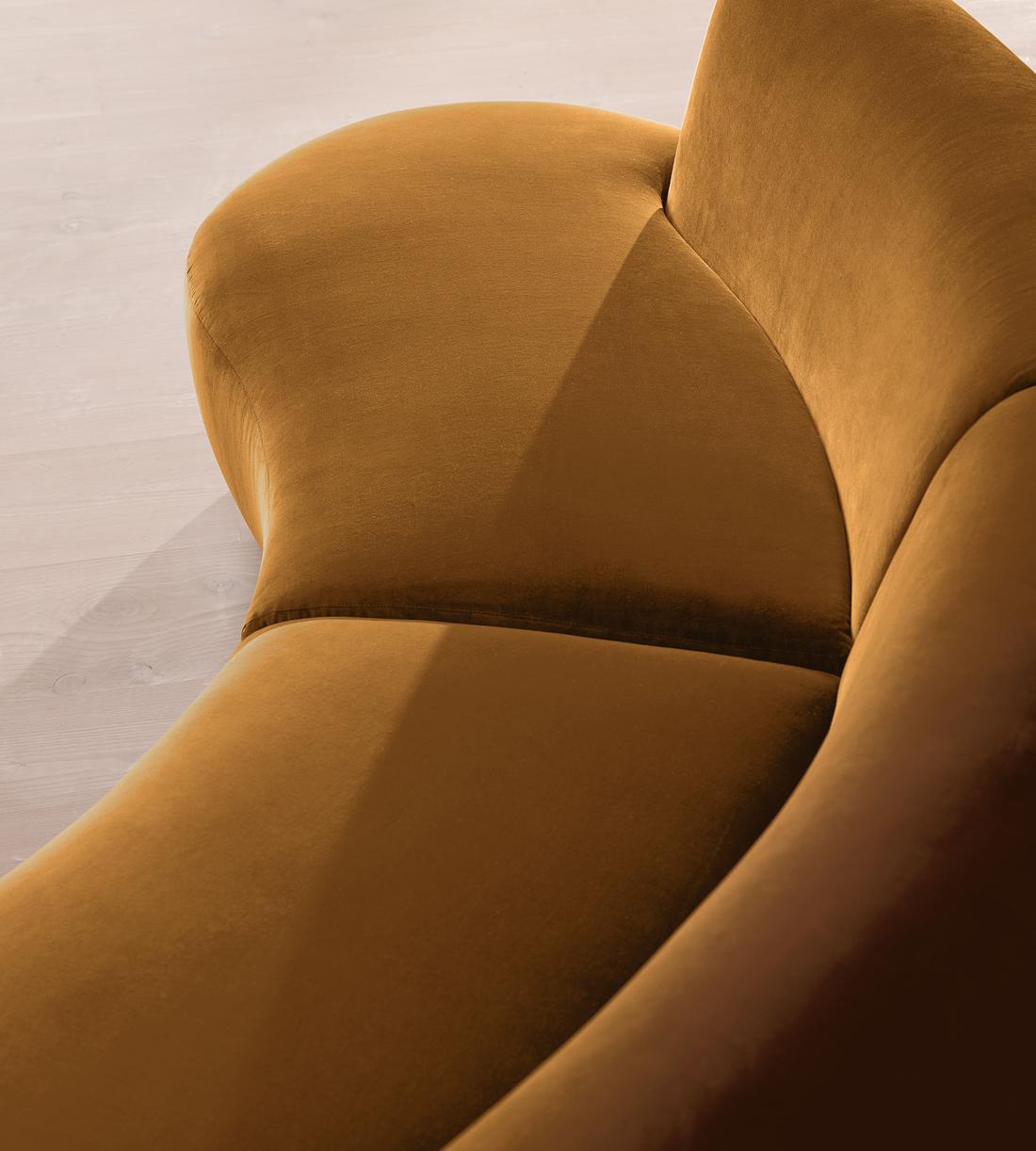 Aline Serpentine Modular Sofa - Three Seater - Mustard Velvet - UK - Images - Image 6