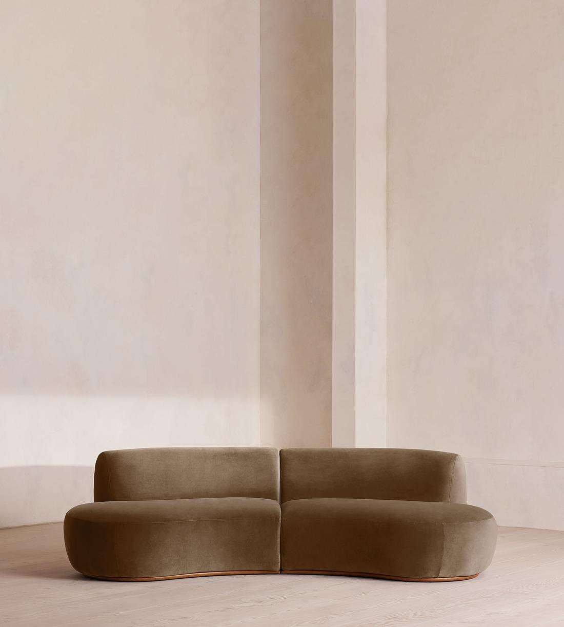 Aline Serpentine Modular Sofa - Three Seater - Velvet - Truffle - UK - Listing - Image 1