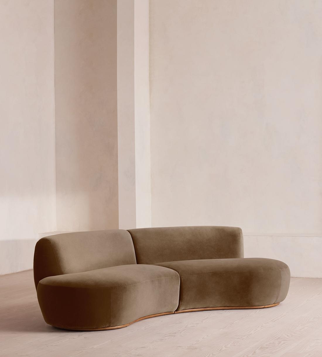 Aline Serpentine Modular Sofa - Three Seater - Velvet - Truffle - UK - Listing - Image 2