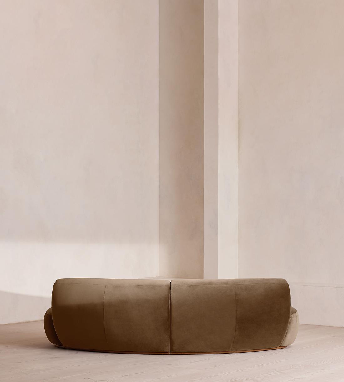Aline Serpentine Modular Sofa - Three Seater - Velvet - Truffle - UK - Images - Image 4