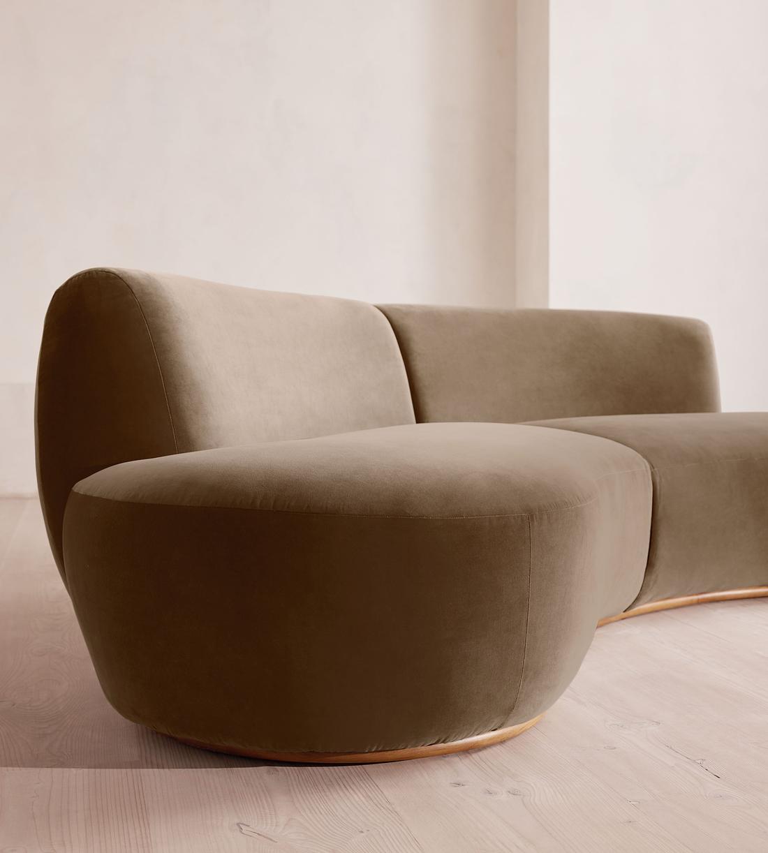 Aline Serpentine Modular Sofa - Three Seater - Velvet - Truffle - UK - Images - Image 5