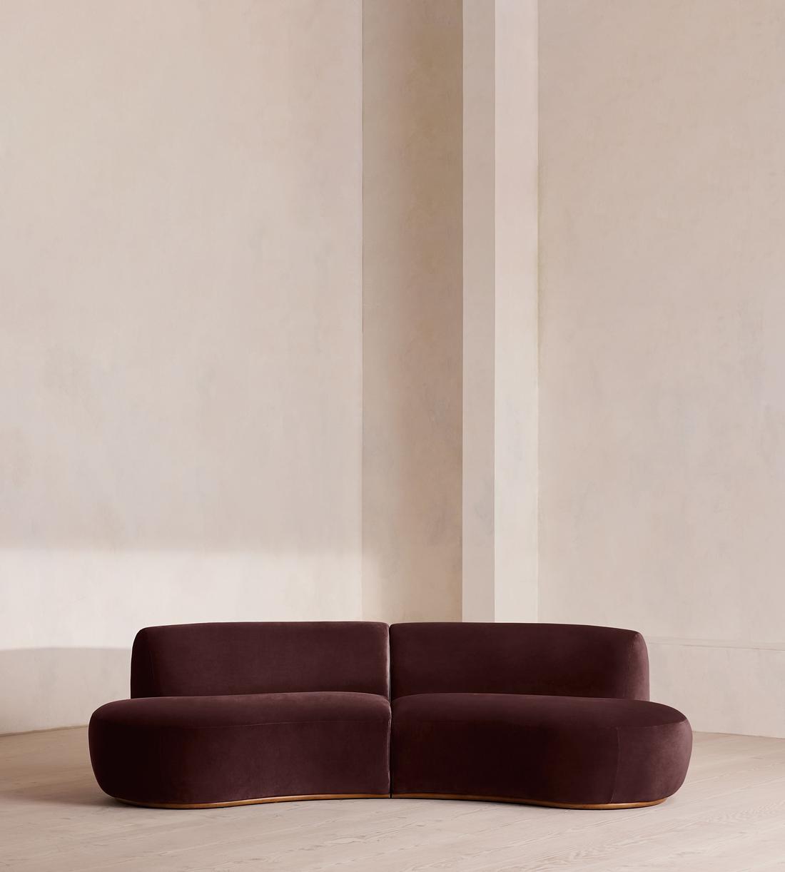 Aline Serpentine Sectional Sofa - Three Seater - Velvet - Aubergine - US - Listing - Image 1