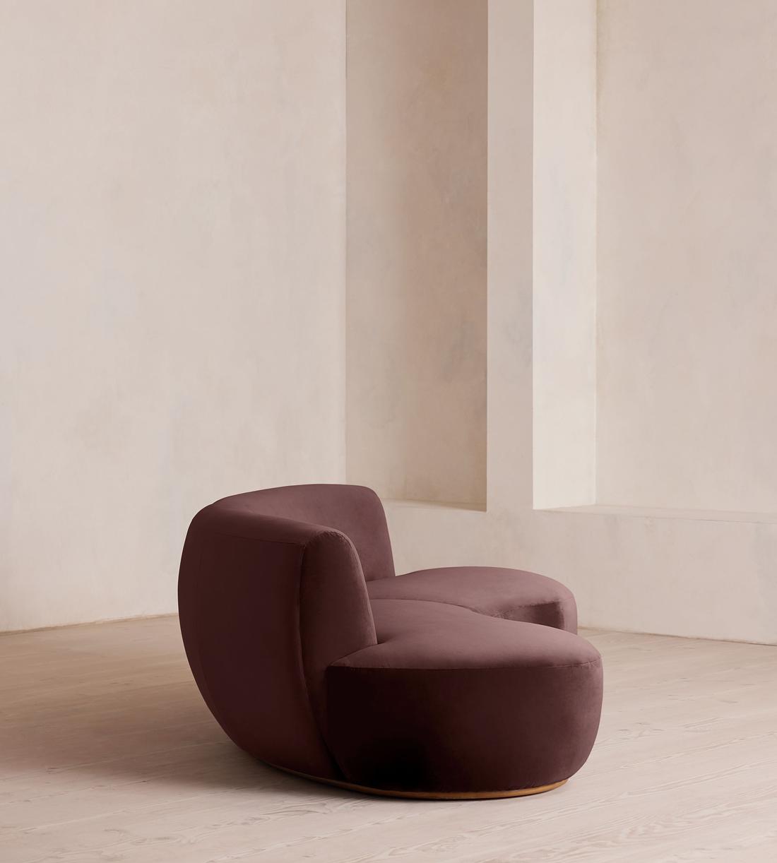 Aline Serpentine Sectional Sofa - Three Seater - Velvet - Aubergine - US - Images - Image 3
