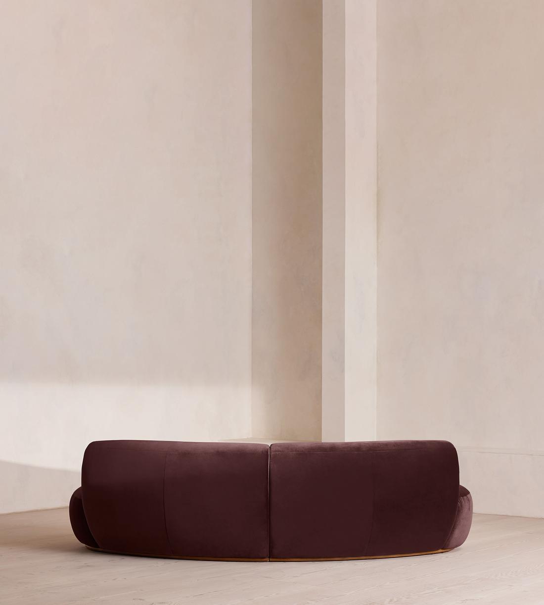 Aline Serpentine Sectional Sofa - Three Seater - Velvet - Aubergine - US - Images - Image 4