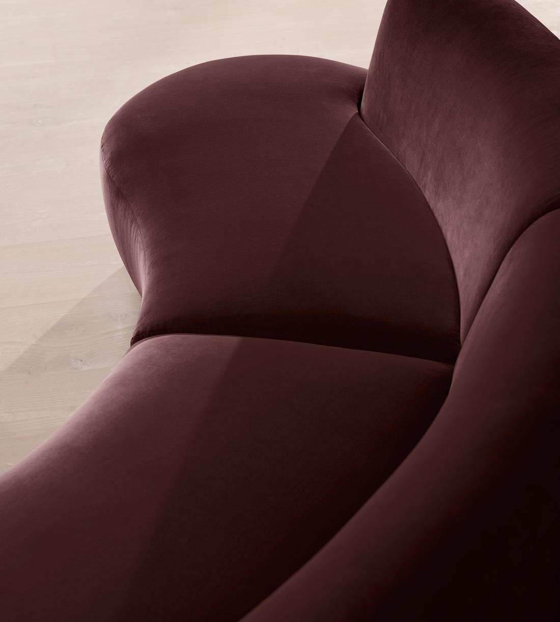 Aline Serpentine Sectional Sofa - Three Seater - Velvet - Aubergine - US - Images - Image 5