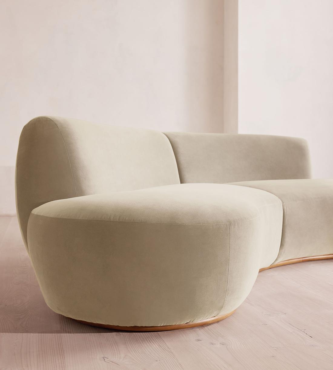Aline Serpentine Modular Sofa - Three Seater - Velvet - Oyster - UK - Images - Image 5