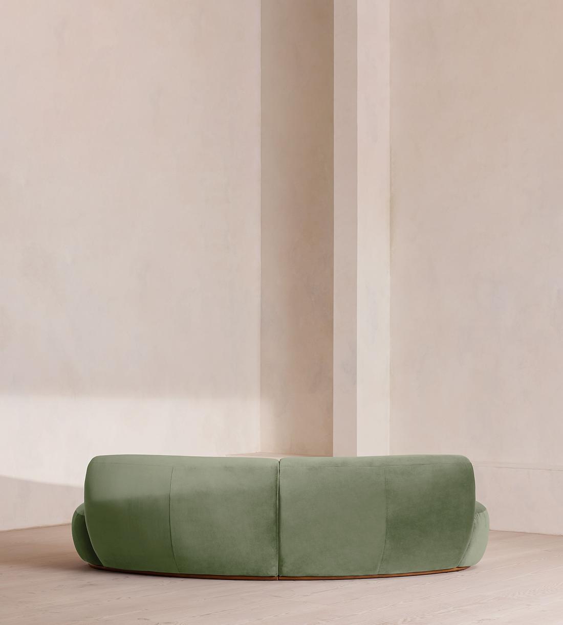 Aline Serpentine Modular Sofa - Three Seater - Velvet - Seafoam - UK - Images - Image 4
