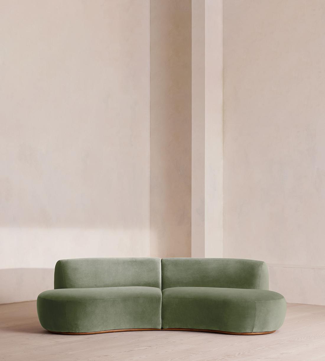 Aline Serpentine Sectional Sofa - Three Seater - Velvet - Seafoam - US - Listing - Image 1