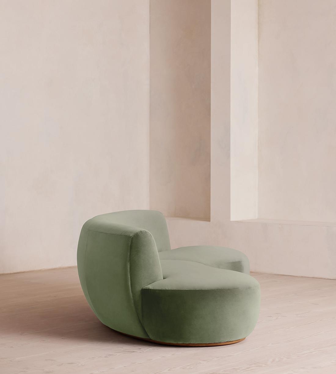 Aline Serpentine Sectional Sofa - Three Seater - Velvet - Seafoam - US - Images - Image 3