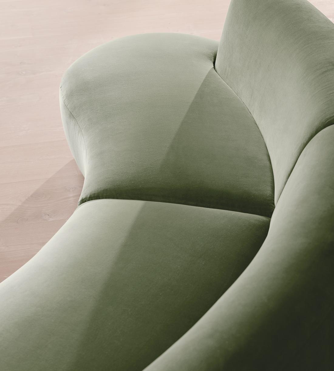 Aline Serpentine Sectional Sofa - Three Seater - Velvet - Seafoam - US - Images - Image 5
