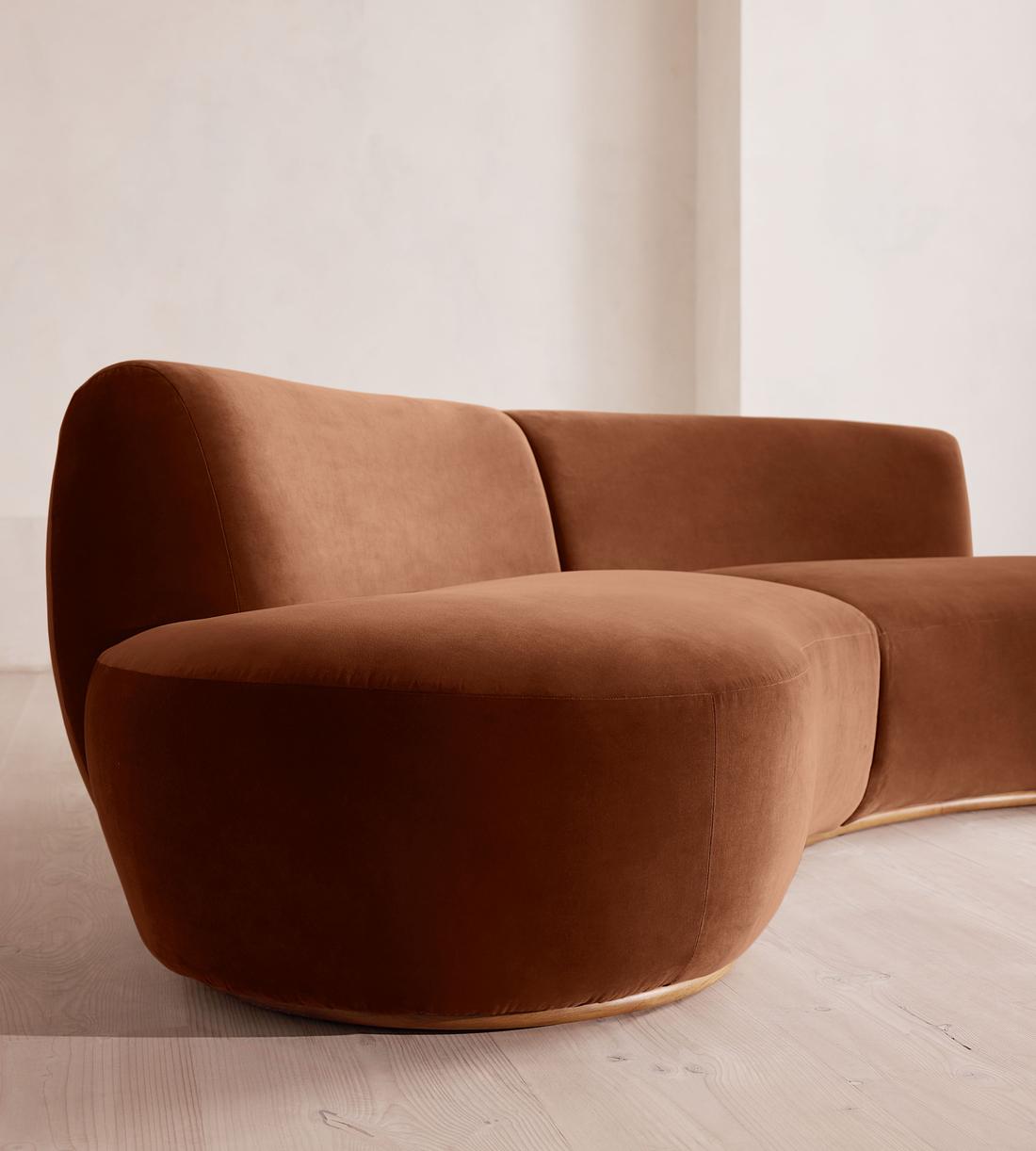Aline Serpentine Modular Sofa - Three Seater - Velvet - Cinnamon - UK - Images - Image 5