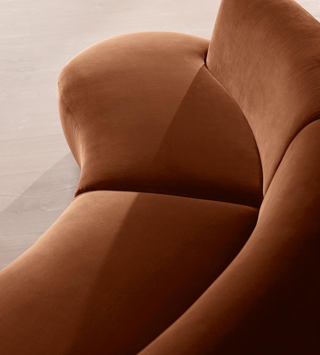 Aline Serpentine Modular Sofa - Three Seater - Velvet - Cinnamon - UK - Images - Image 5