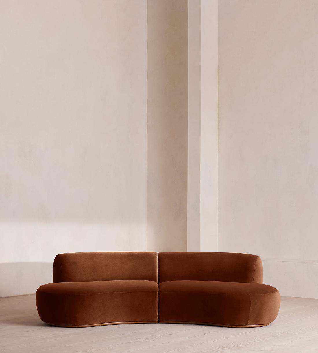 Aline Serpentine Sectional Sofa - Three Seater - Velvet - Cinnamon - US - Listing - Image 1