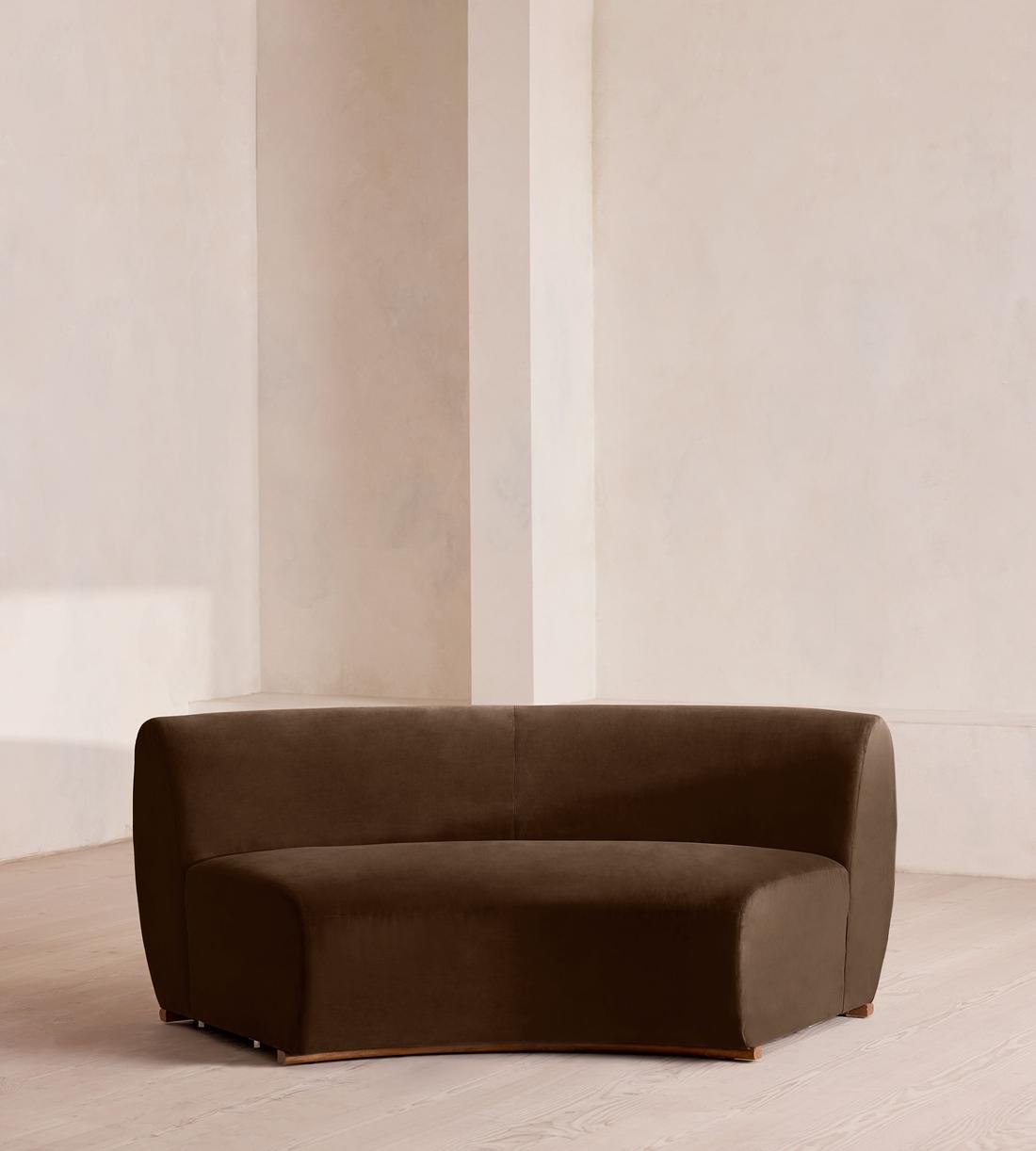 Aline Serpentine Sectional Sofa - Middle Section - Chocolate Velvet - US - Image 1