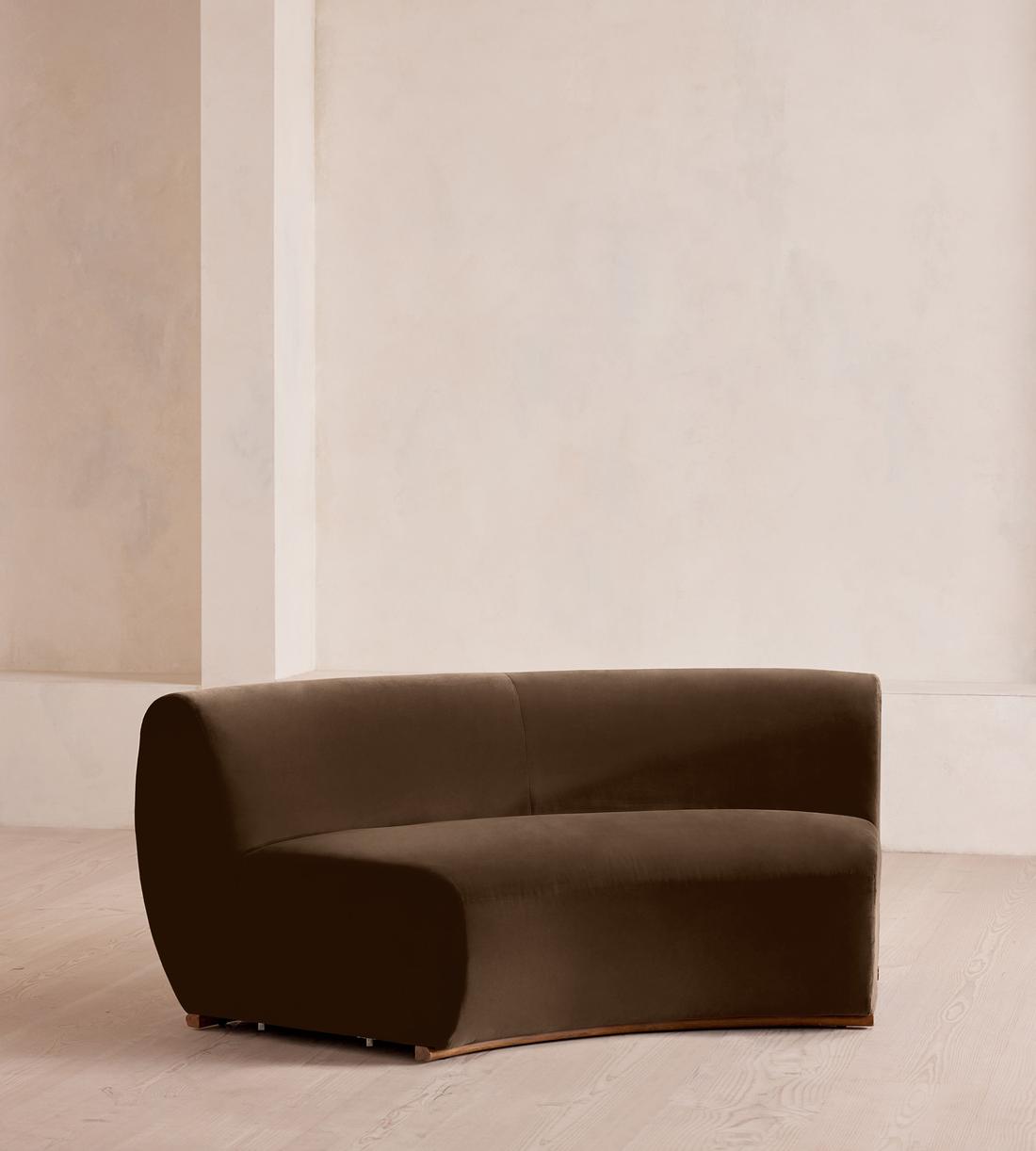 Aline Serpentine Sectional Sofa - Middle Section - Chocolate Velvet - US - Image 2