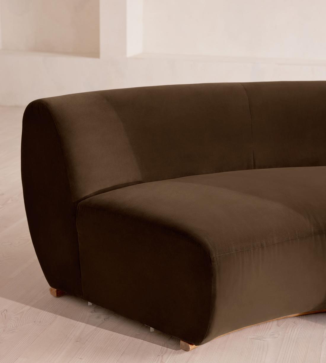 Aline Serpentine Sectional Sofa - Right Section - Chocolate Velvet - US - Image 5
