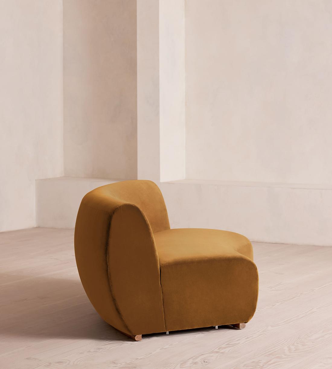 Aline Serpentine Sectional Sofa - Left Section - Mustard Velvet - US - Image 7