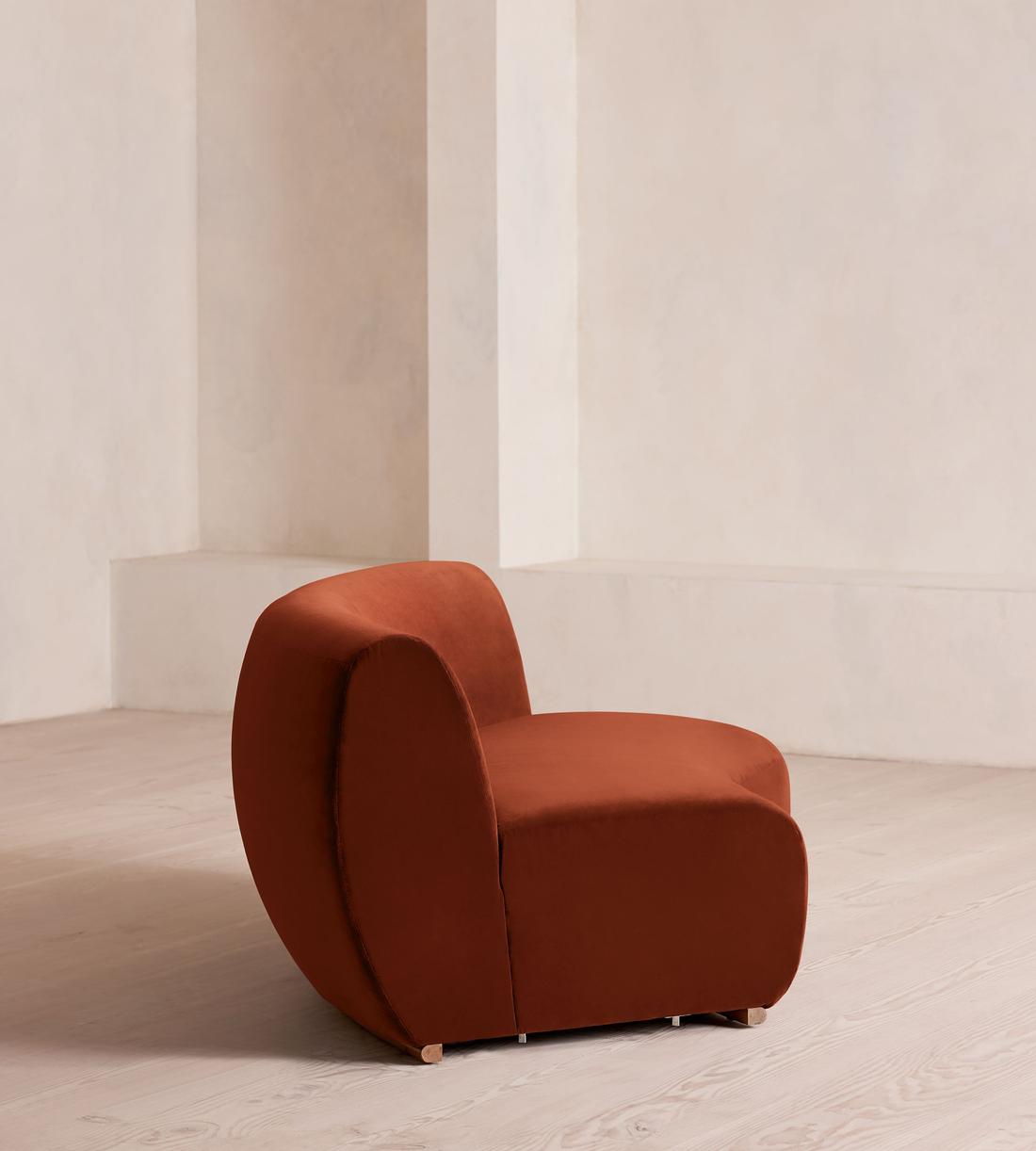 Aline Serpentine Sectional Sofa - Left Section - Rust Velvet - US - Image 8